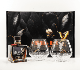 Phönix Box Mini Geschenkekarton Rum und 2 Gläser